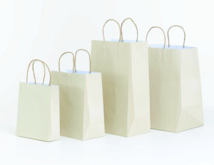 BOLSAS DE PAPEL BEIGE CON MANIJA ENTORCHADA